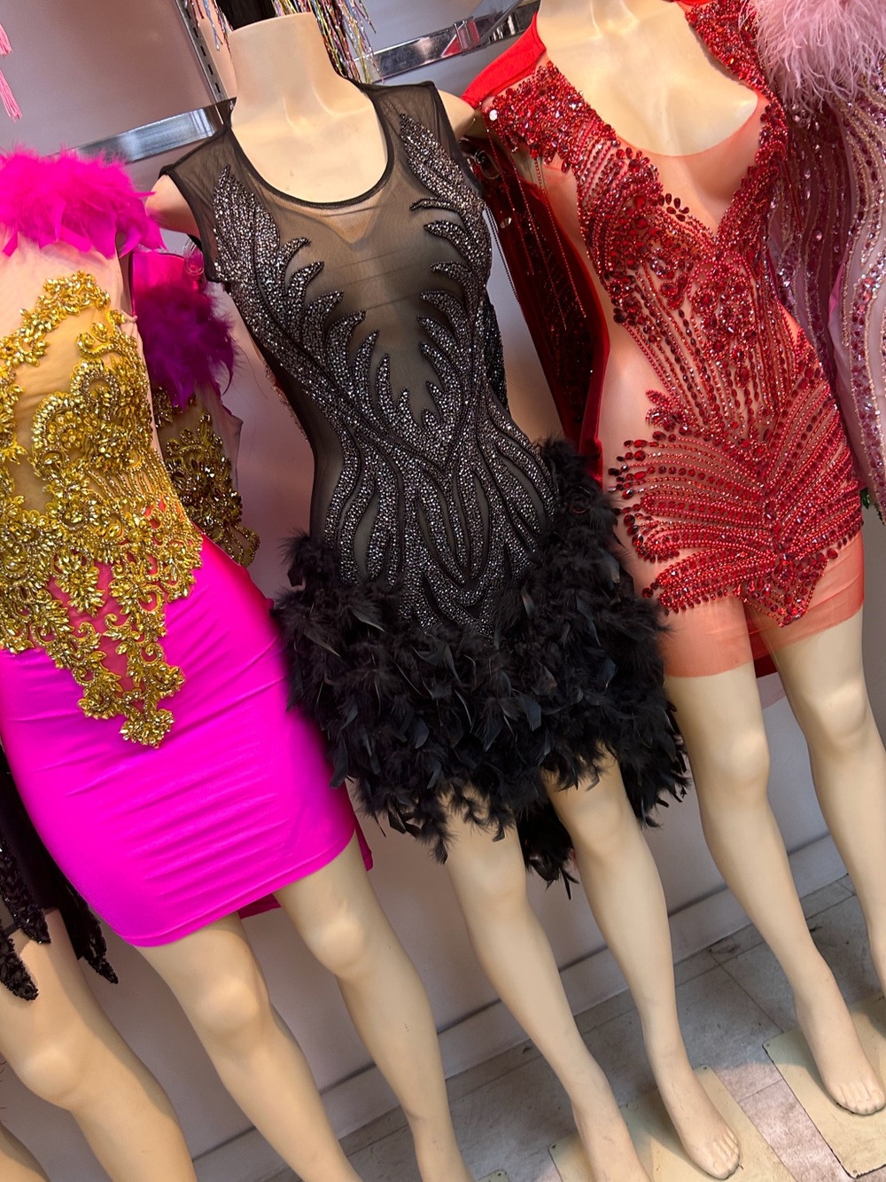 Black Feather Embellished Mesh Elegant Dress
